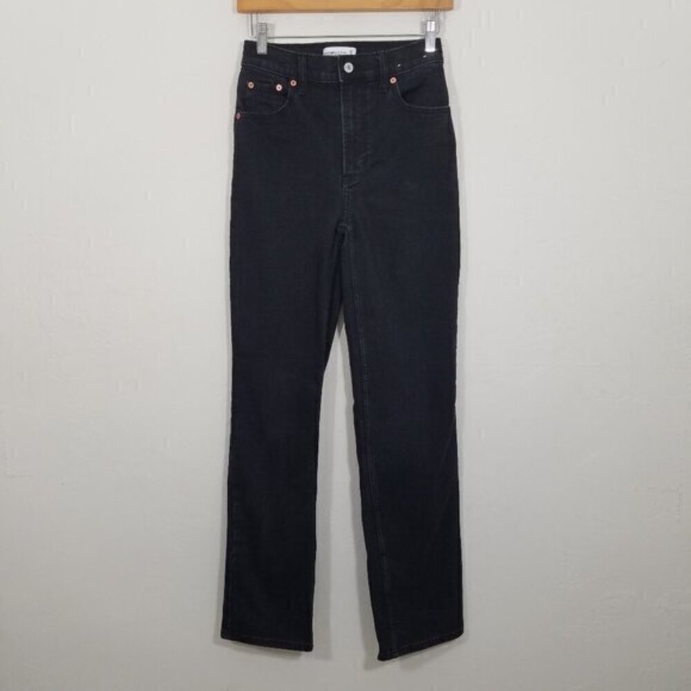 Abercrombie & Fitch The 90's Straight Ultra High Rise Stretch Jeans Black Size 0